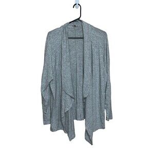 Women’s J. Jill gray Open front cascading long sleeve cardigan casual spring